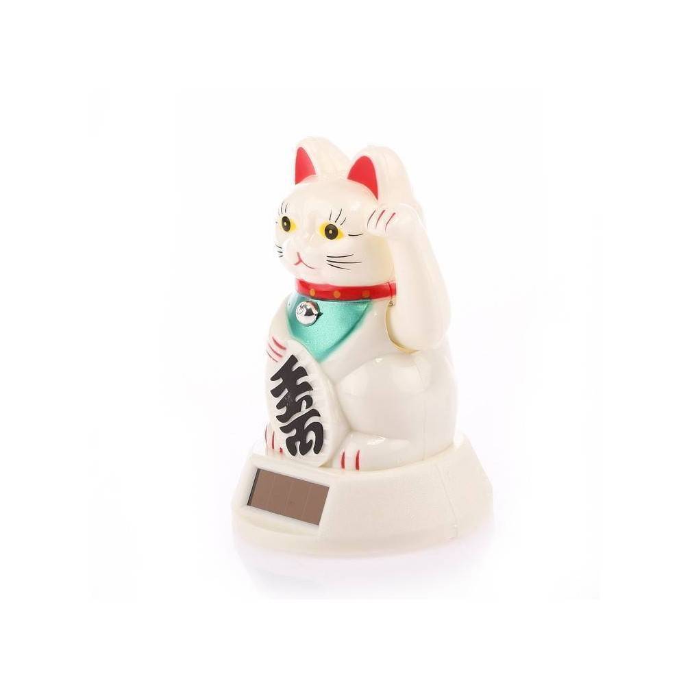 chat prosperite japonais maneki neko blanc patte gauche animee solaire 227 
