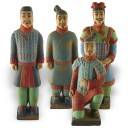 LOT DE 4 GUERRIERS XIAN PEINTS A LA MAIN 26CM LOT DE 4 GUERRIERS XIAN PEINTS A LA MAIN 26CM