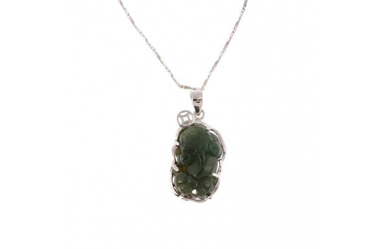 COLLIER PIXIU en Jade et Argent