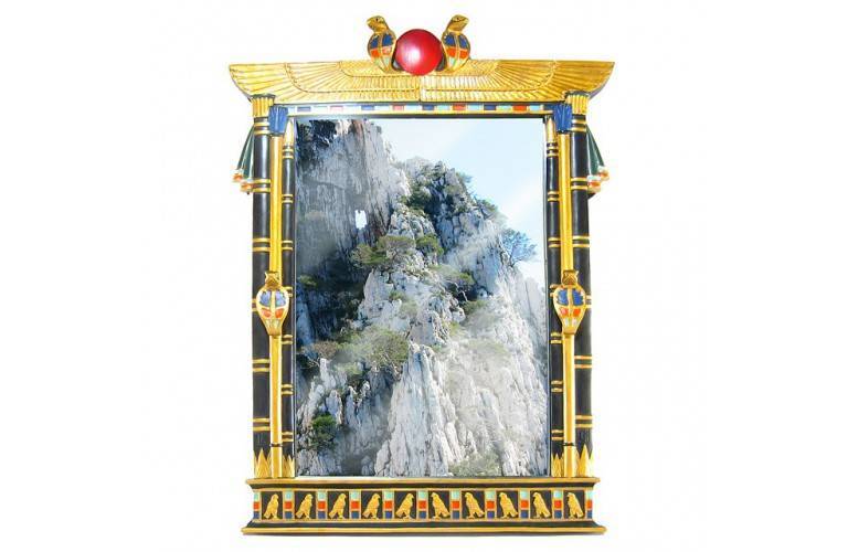 GRAND MIROIR EGYPTIEN NOIR ET DORE GRAND MIROIR EGYPTIEN NOIR ET DORE