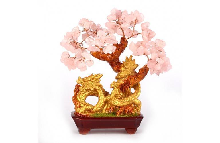 ARBRE DRAGON FENG SHUI EN QUARTZ ROSE ARBRE DRAGON FENG SHUI EN QUARTZ ROSE
