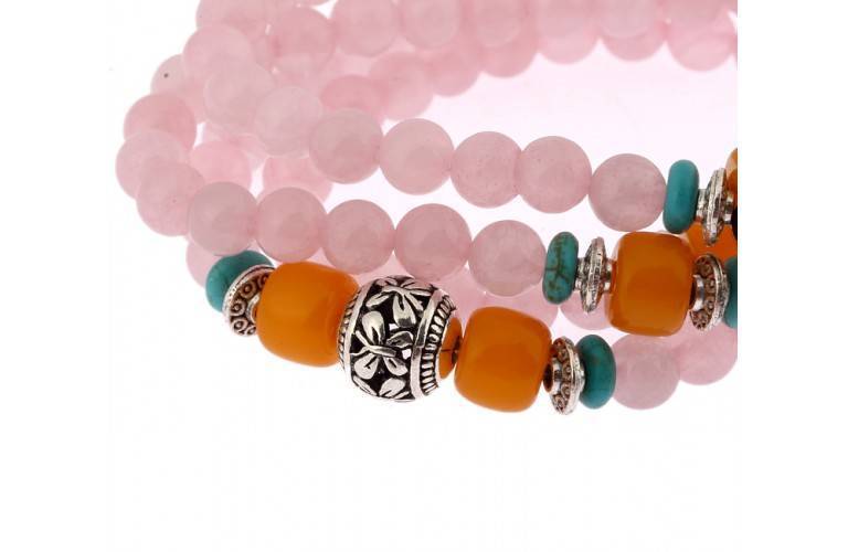 MALA BOUDDHISTE en QUARTZ ROSE