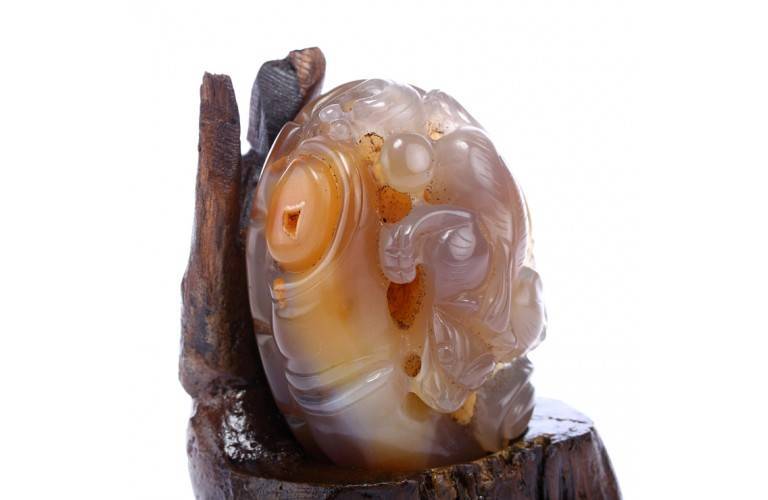 SCULPTURE TRADITIONNELLE PIXIU FENG SHUI EN AGATE