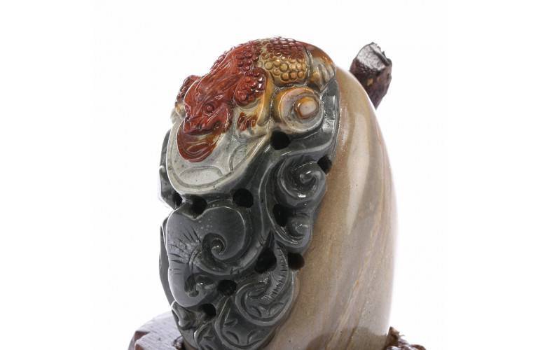 SCULPTURE CRAPAUD de FORTUNE en AGATE