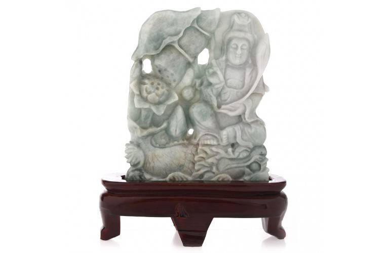 SCULPTURE SUR JADE DÉESSE GUANYIN SCULPTURE SUR JADE DÉESSE GUANYIN