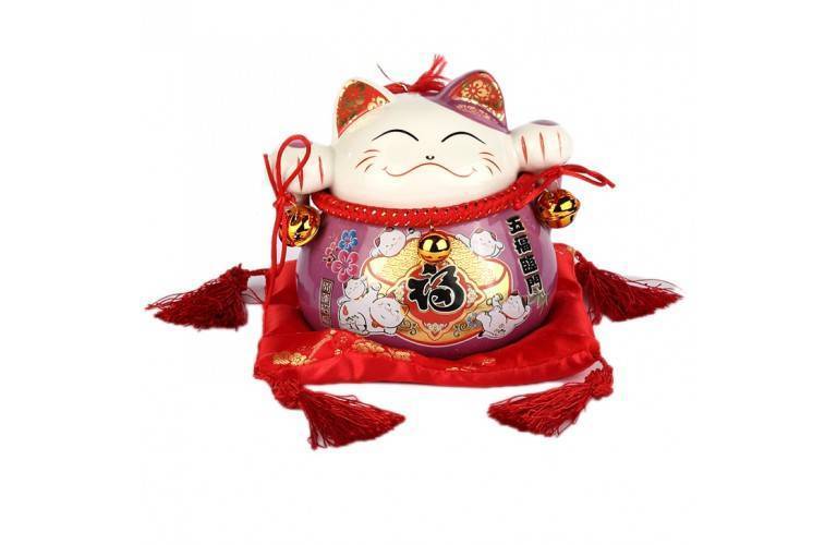 STATUETTE MANEKI NEKO JAPONAIS MAUVE STATUETTE MANEKI NEKO JAPONAIS MAUVE
