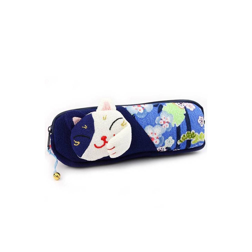 Trousse tendance en tissu design japonais, décor chat maneki neko