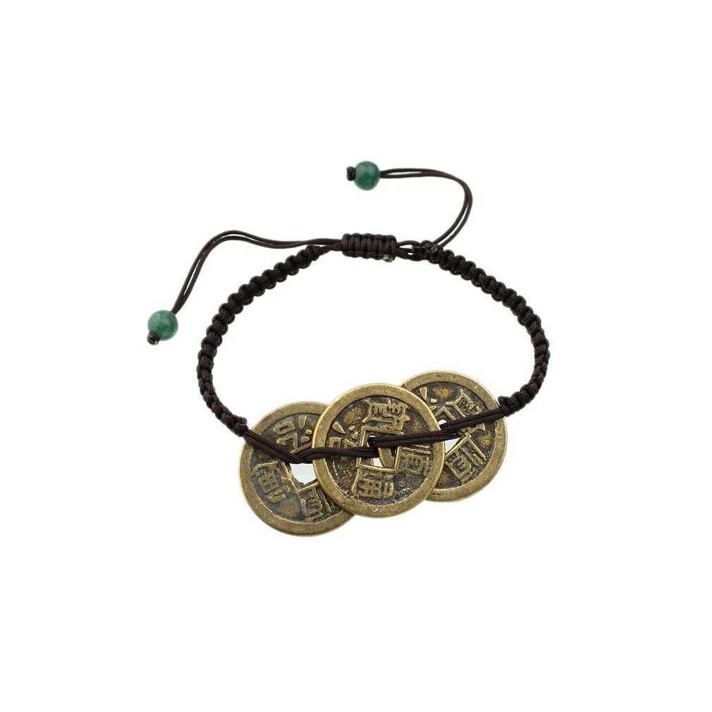Bracelet feng shui en sapèques, porte-bonheur traditionnel
