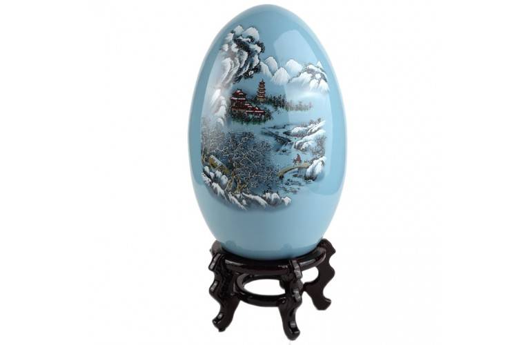 GRAND OEUF DE DECORATION ASIATIQUE GRAND OEUF DE DECORATION ASIATIQUE
