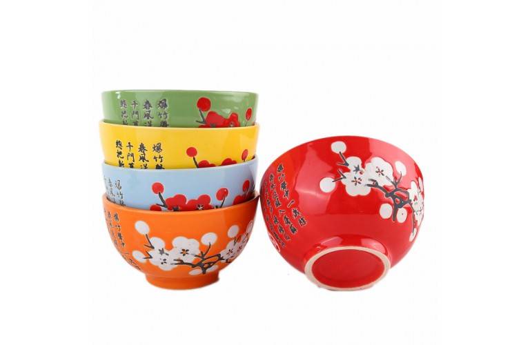COFFRET 5 BOLS JAPONAIS en couleurs COFFRET 5 BOLS JAPONAIS en couleurs