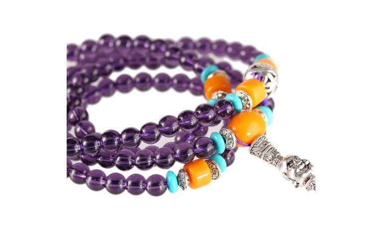 MALA BOUDDHISTE en AMETHYSTE