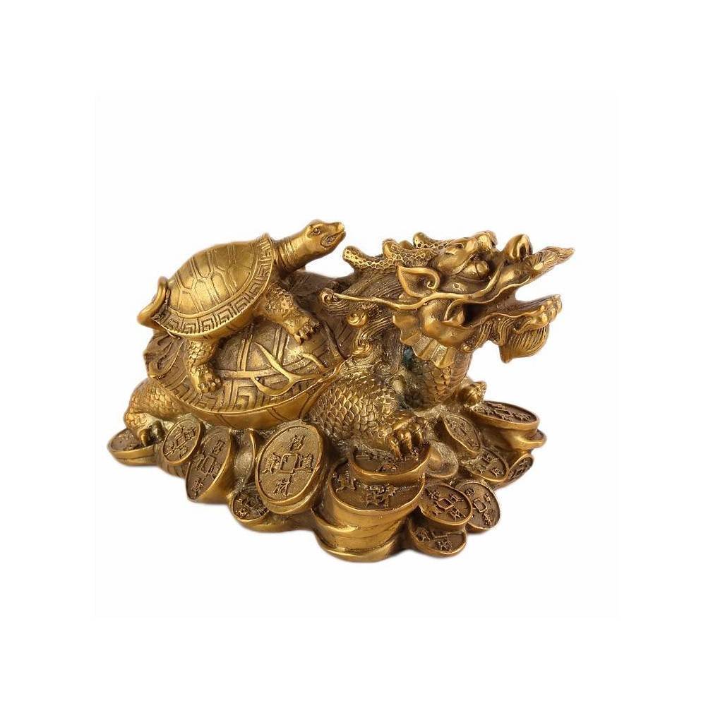 Statuette dragon tortue traditionnel feng shui, symbole de longévite
