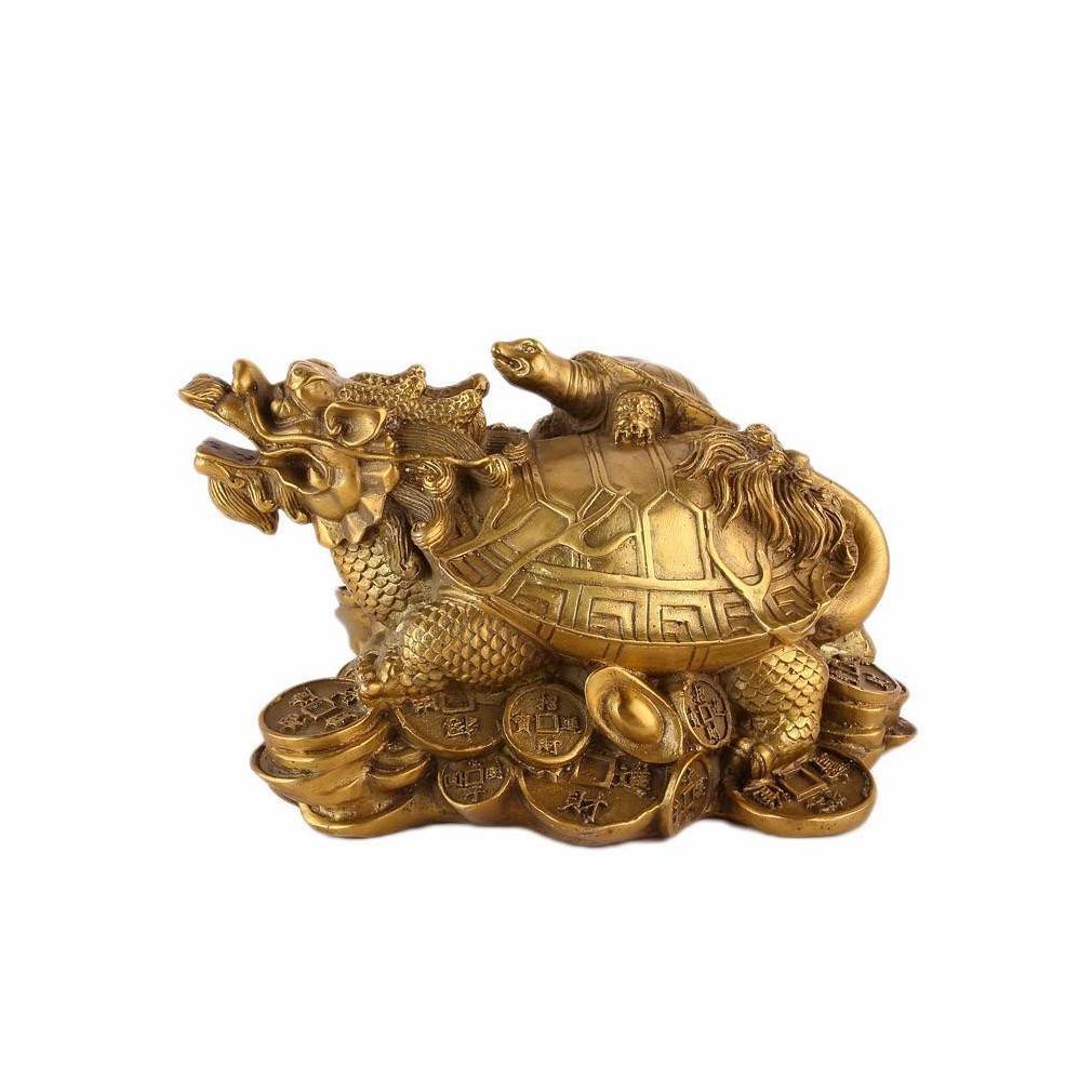 Statuette dragon tortue traditionnel feng shui, symbole de longévite