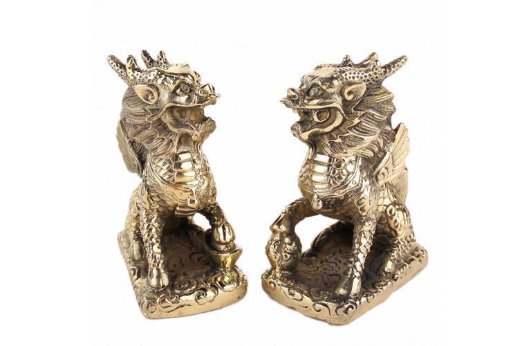COUPLE DE QILIN en CUIVRE COUPLE DE QILIN en CUIVRE