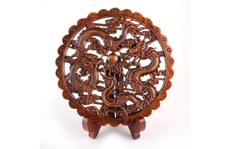 DOUBLE DRAGON en BOIS SCULPTE DOUBLE DRAGON en BOIS SCULPTE