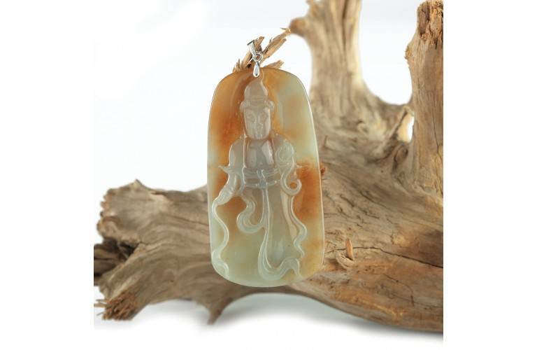 PENDENTIF DEESSE GUANYIN DEBOUT EN JADE PENDENTIF DEESSE GUANYIN DEBOUT EN JADE
